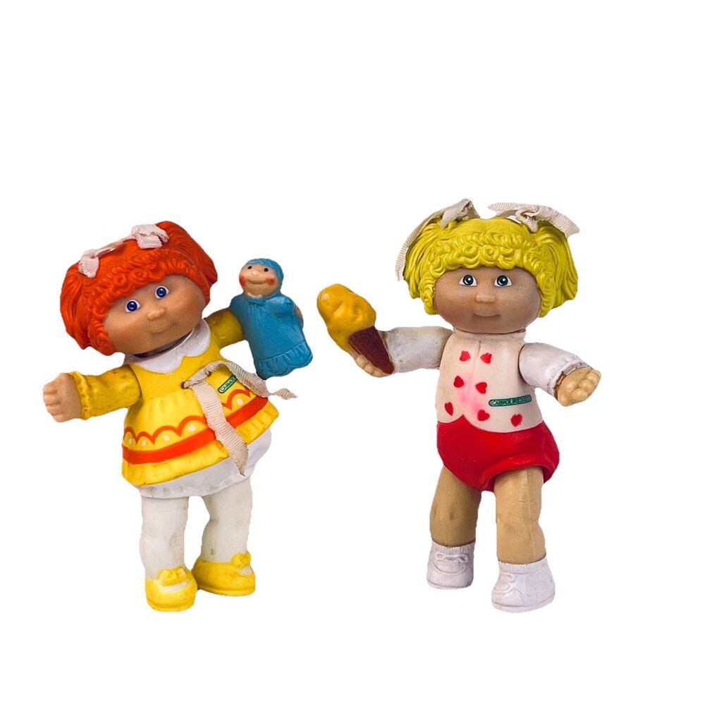 Vintage 1984 Cabbage Patch Kids Posable 3.5" PVC Figure Doll Lot Of 2